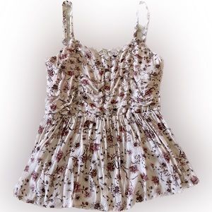 Maurices pink floral babydoll tank size large